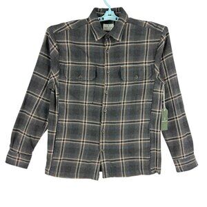 Mutual Weave Men's Long Sleeve Button Charcoal Shadow Plaid Shirt Size Small NWT